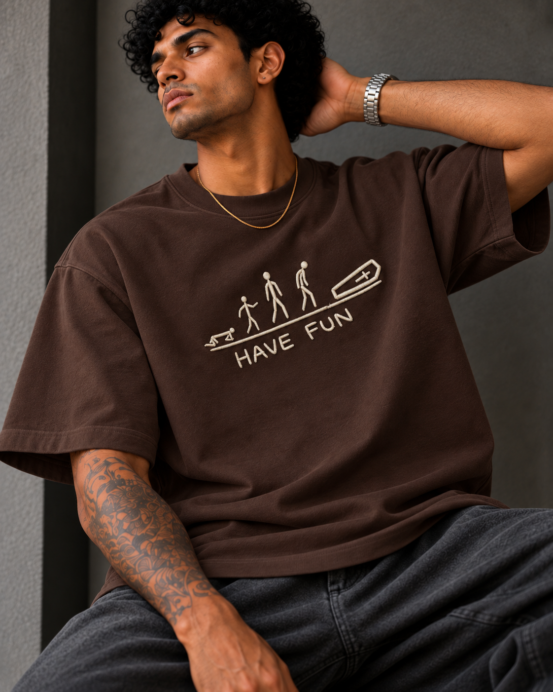 Have Fun Embroidered Oversized T-Shirt