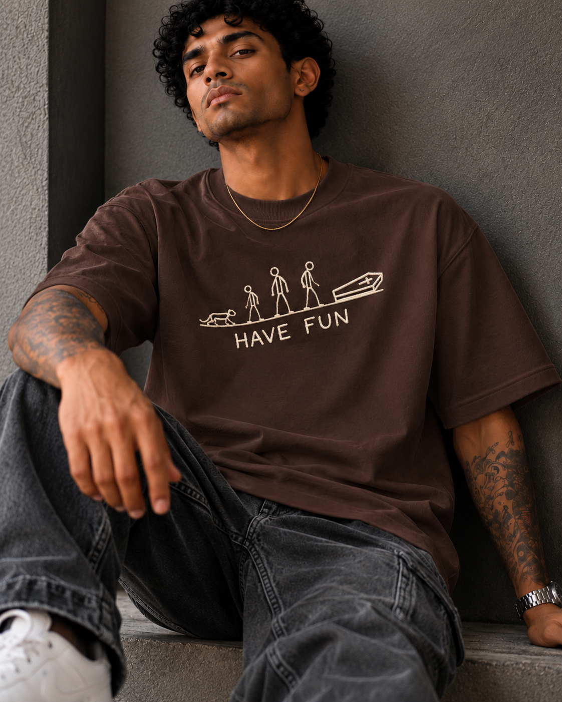 Have Fun Embroidered Oversized T-Shirt