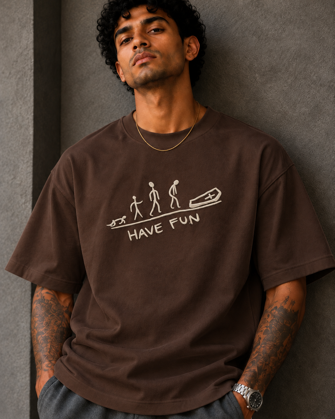 Have Fun Embroidered Oversized T-Shirt