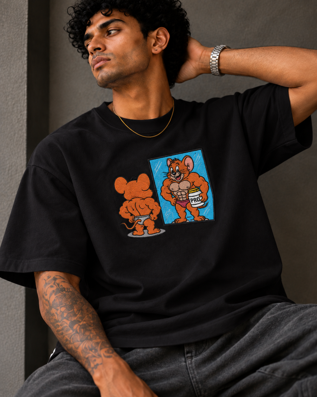 Muscle Jerry Pro Embroidered Oversized T-Shirt