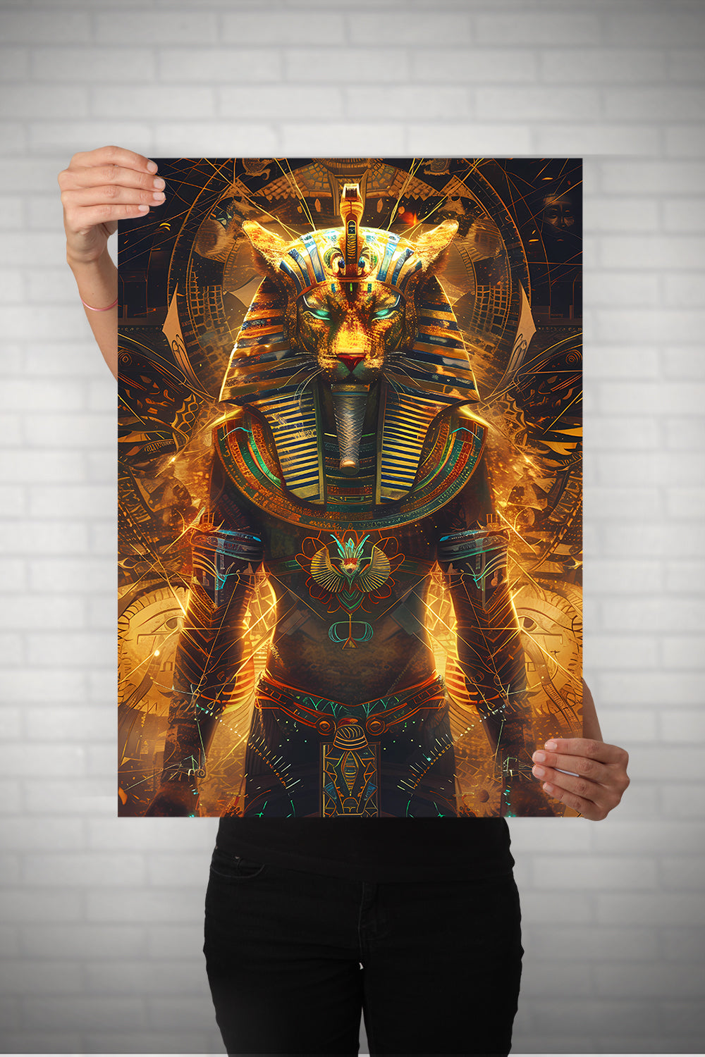 AI Generated Lion Image Egypt Metal Poster