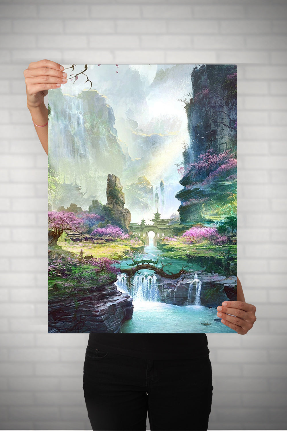 Abstract Painting River Bridge Metal Poster