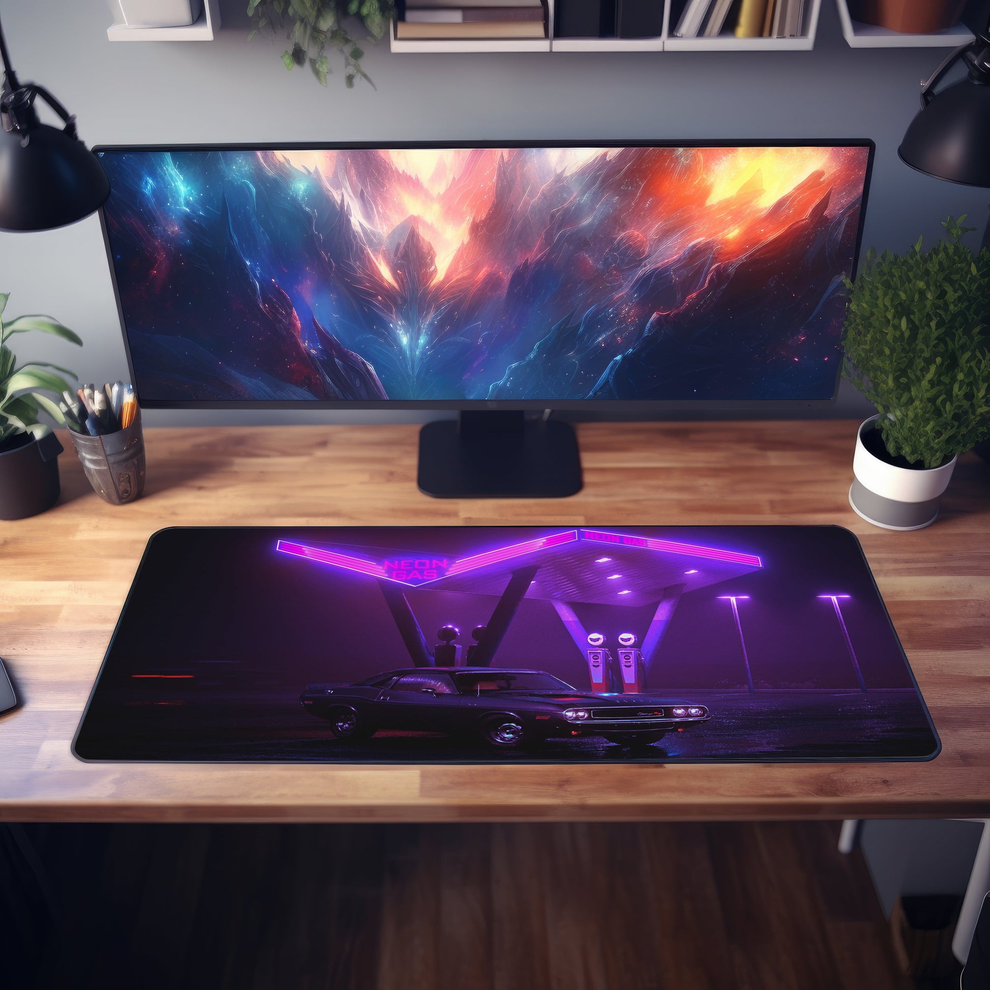 Black Muscle Car Desk Mat