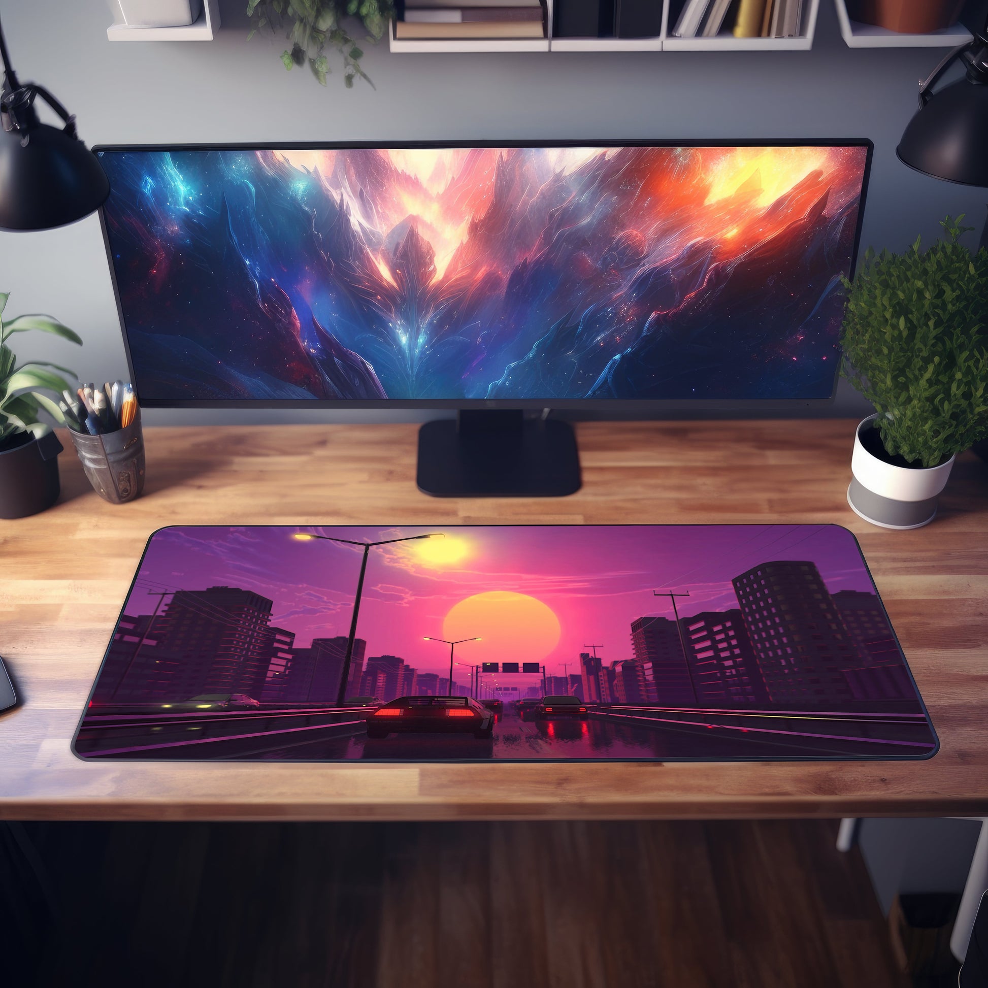Car Racing City Desk Mat