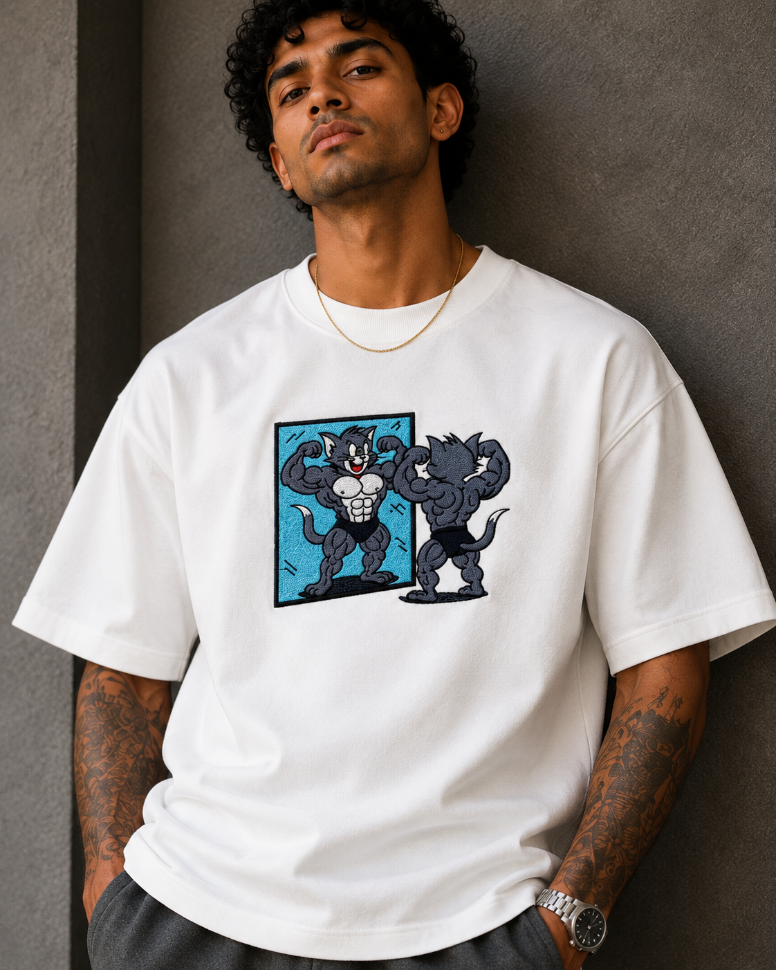 Muscle Tom Embroidered Oversized T-Shirt