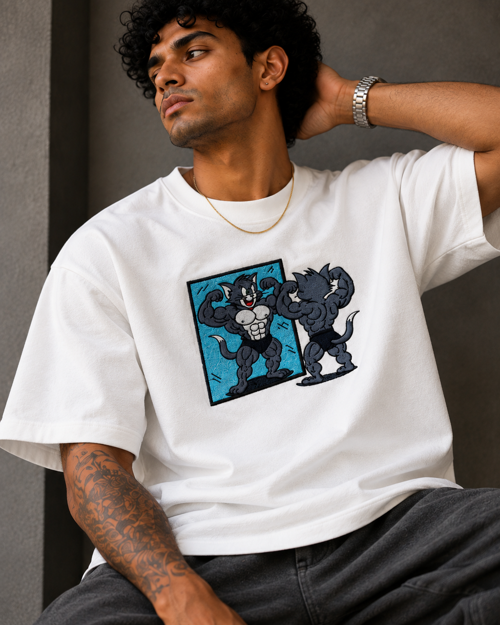 Muscle Tom Embroidered Oversized T-Shirt
