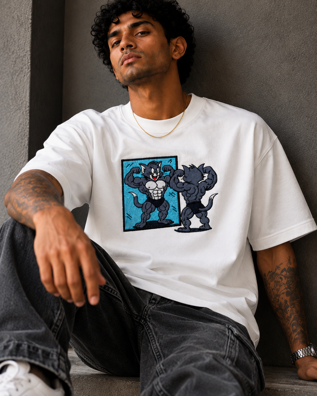 Muscle Tom Embroidered Oversized T-Shirt