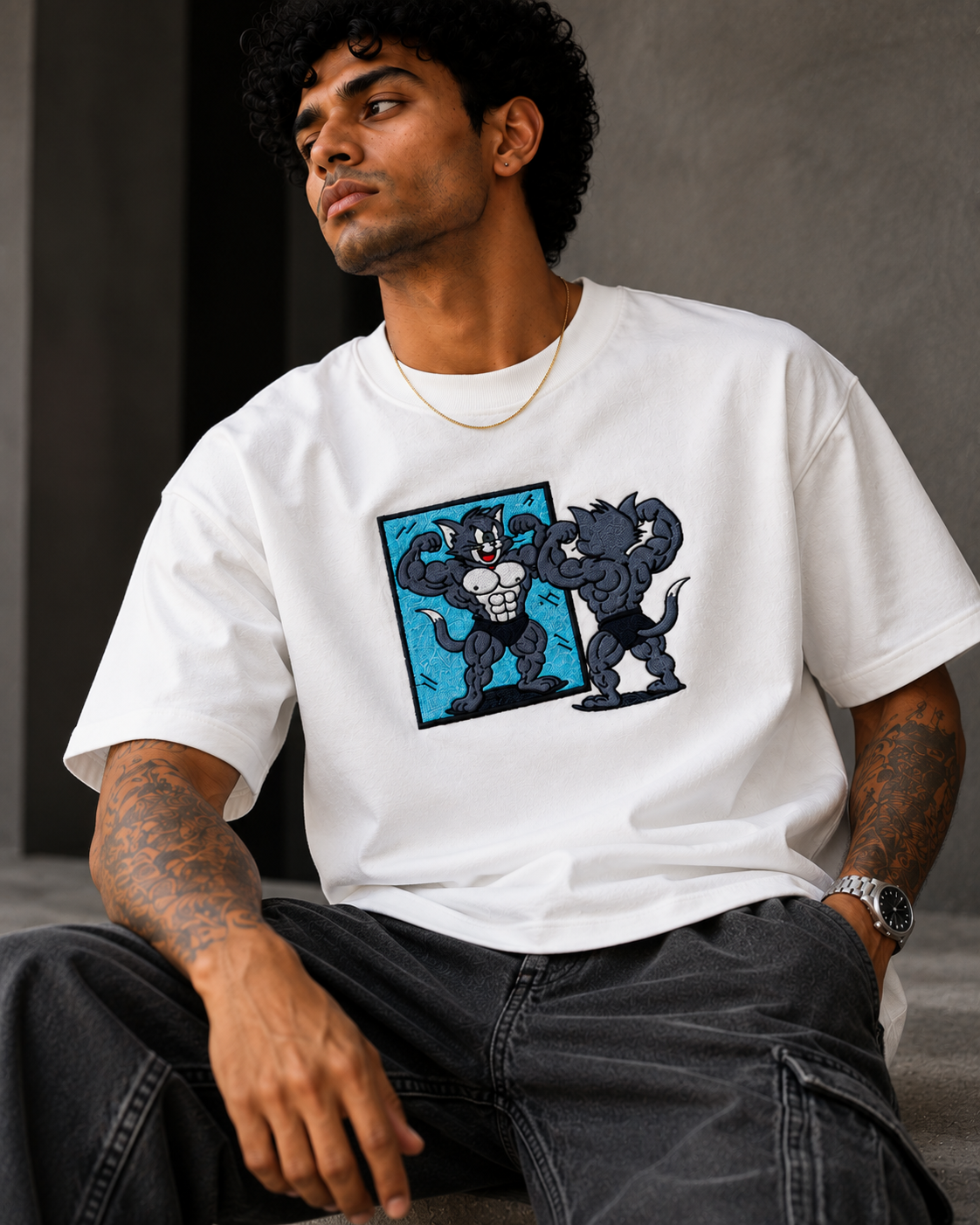 Muscle Tom Embroidered Oversized T-Shirt