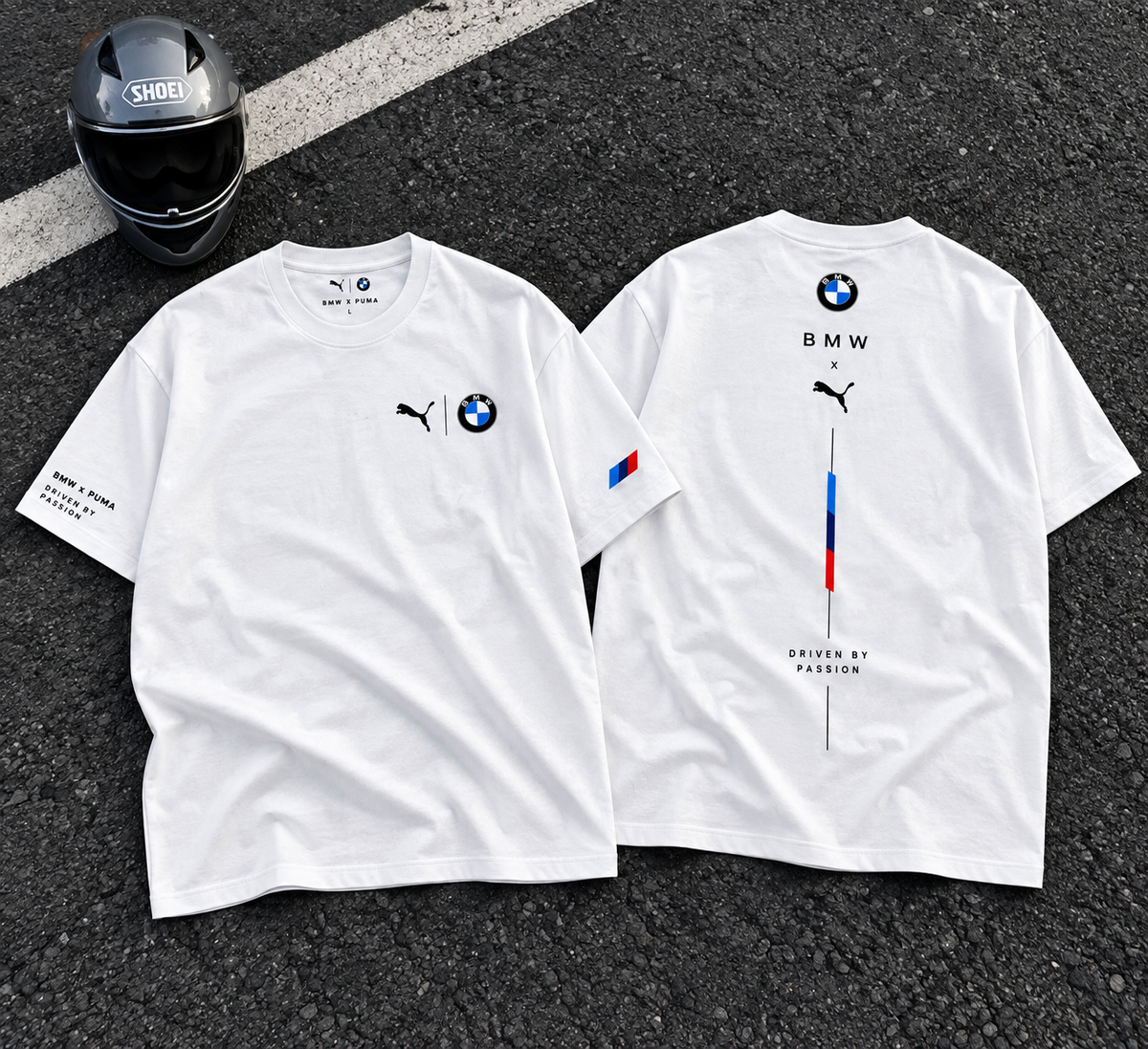 BMW Motorsport Vertical Stripe T-Shirt – White