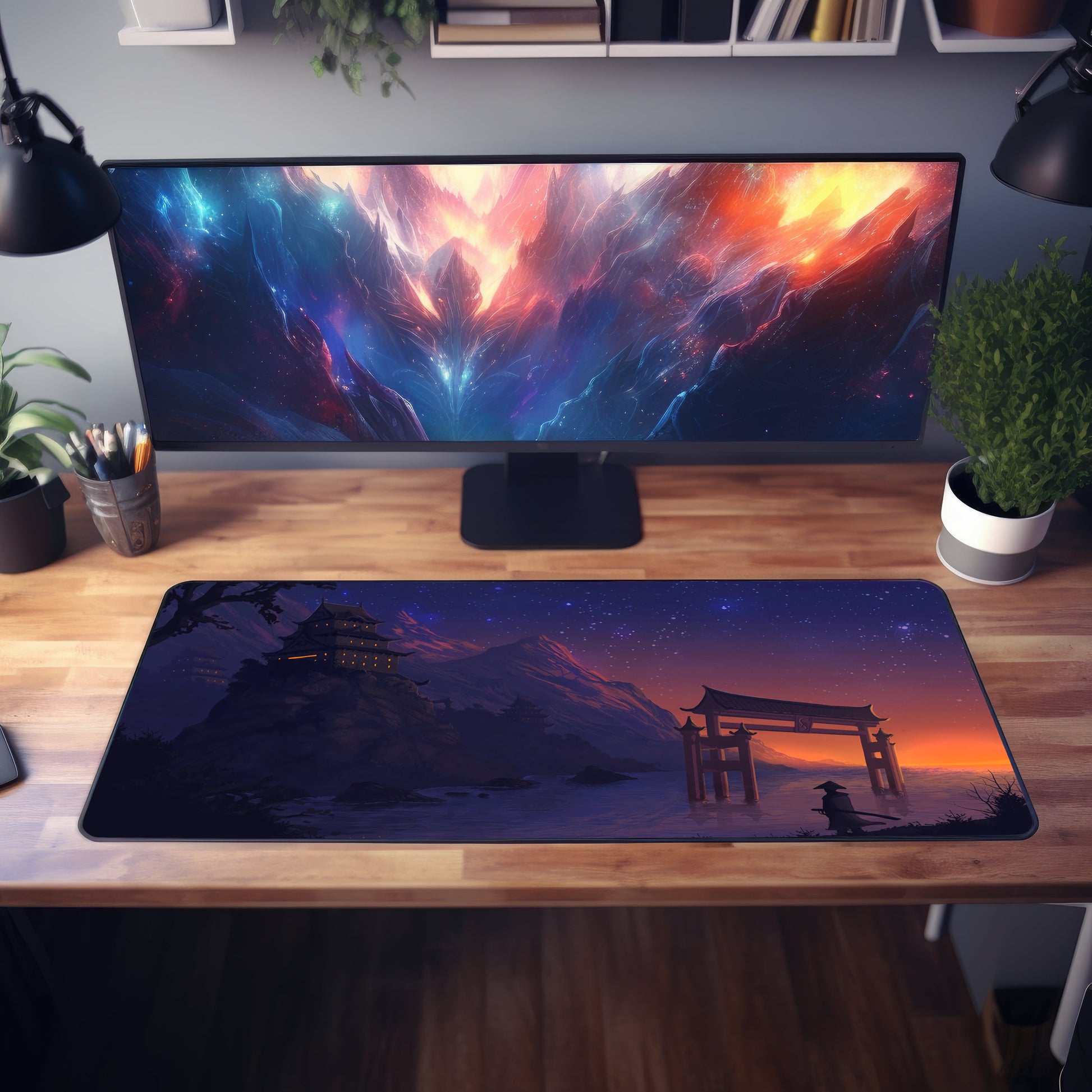 Samurai Near Tori gatee Desk Mat