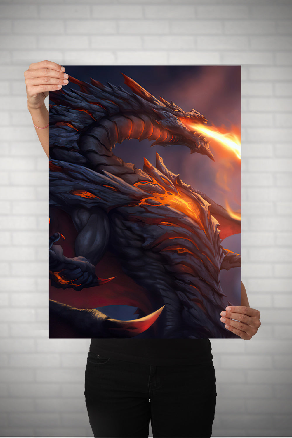 Dragon Blowing Fire Metal Poster