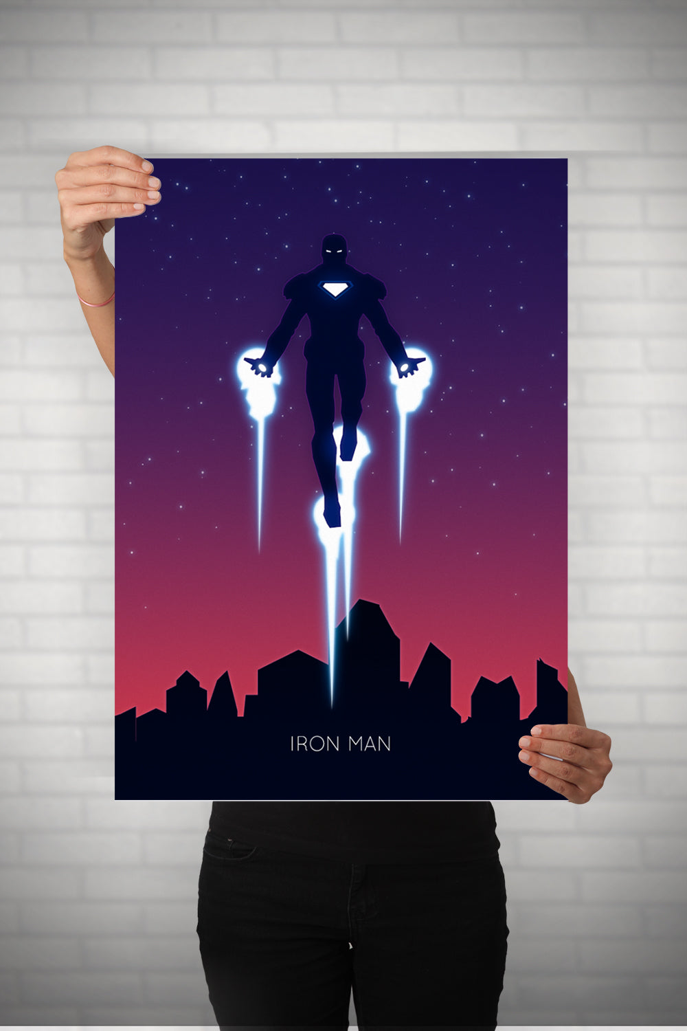 Iron Man Night Flying Metal Poster
