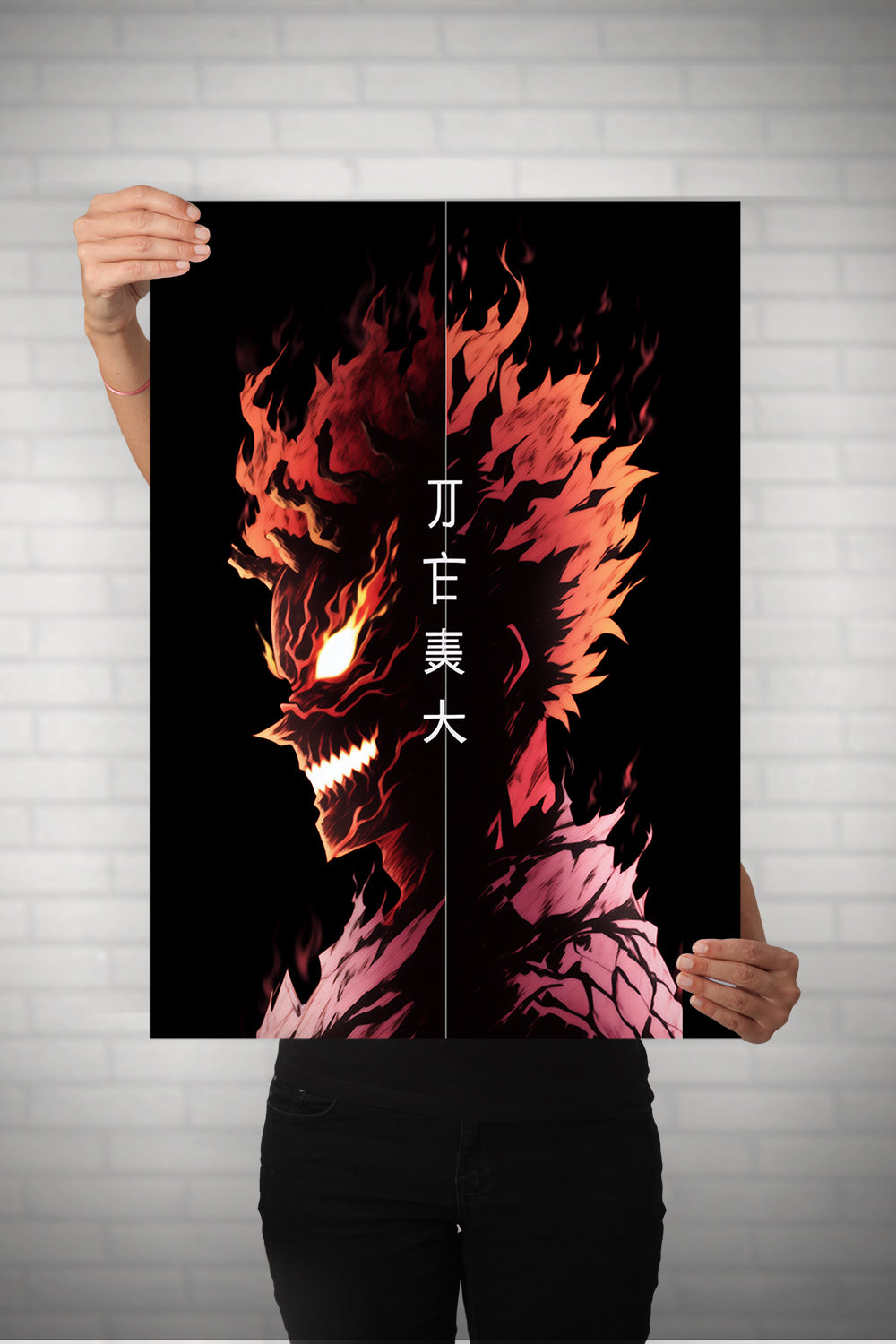 Man With Fire Body Metal Poster