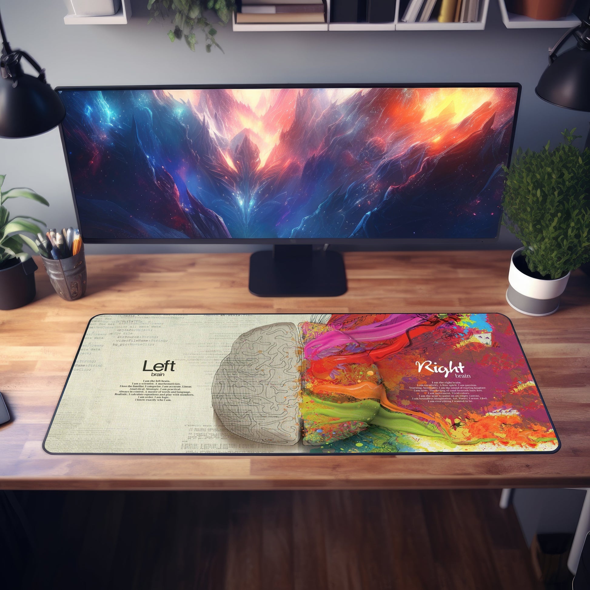 Multicolored Brain Illustration Desk Mat