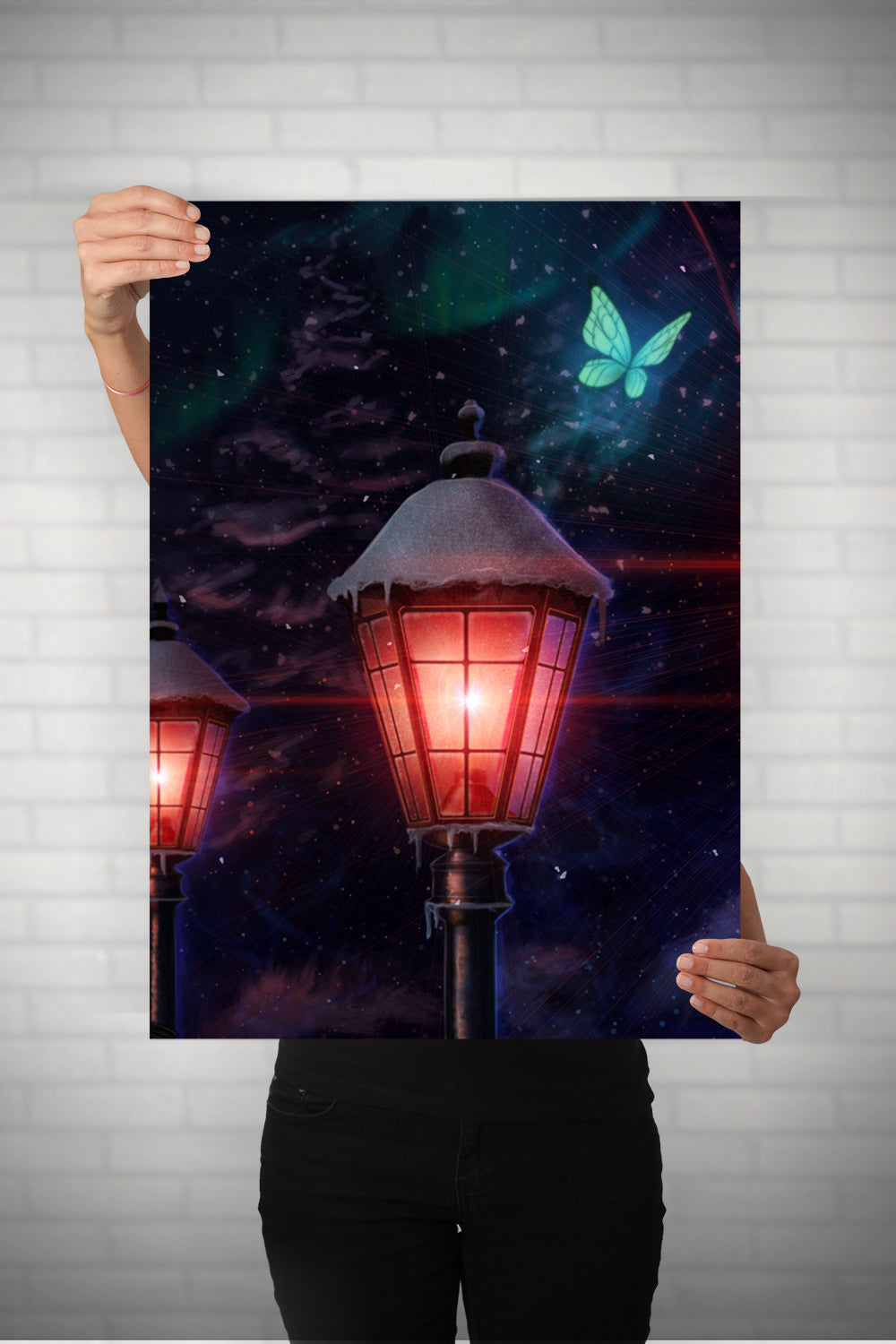 Night Light Butterfly Metal Poster