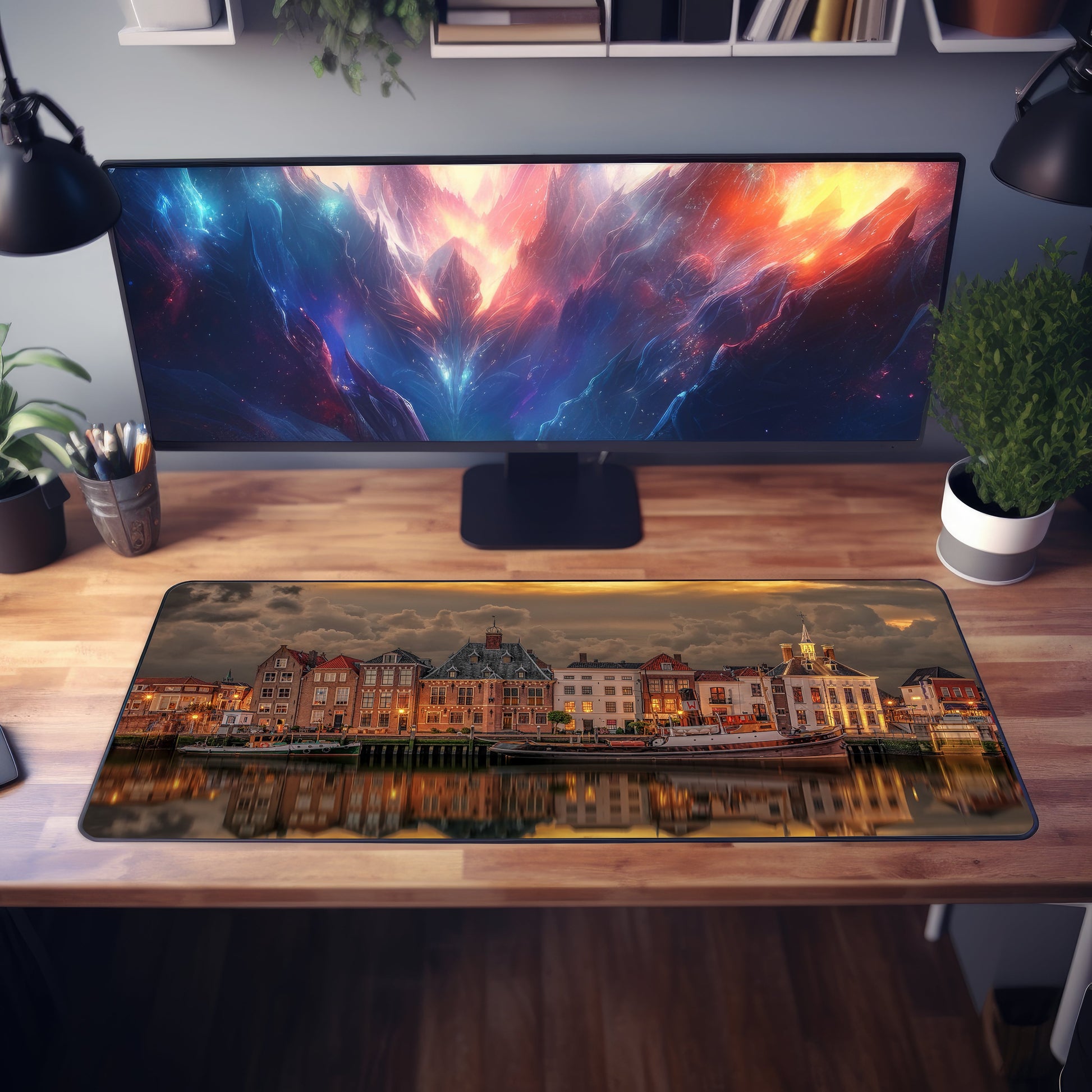 Old Port Of Maasslui Netherlands Desk Mat