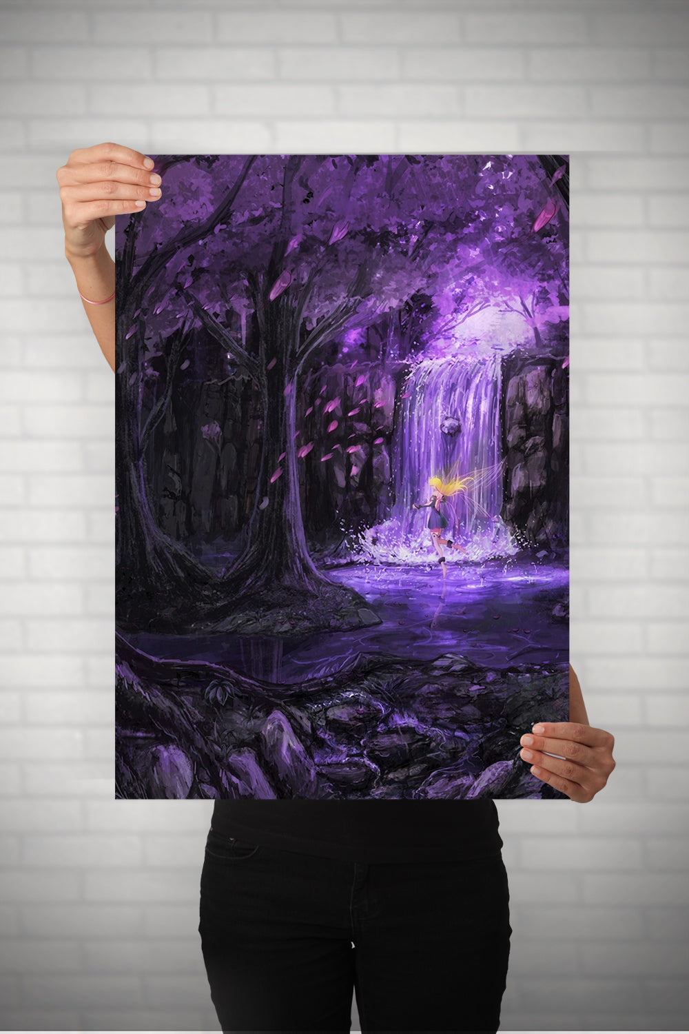 Purple Abstract Waterfall pianting