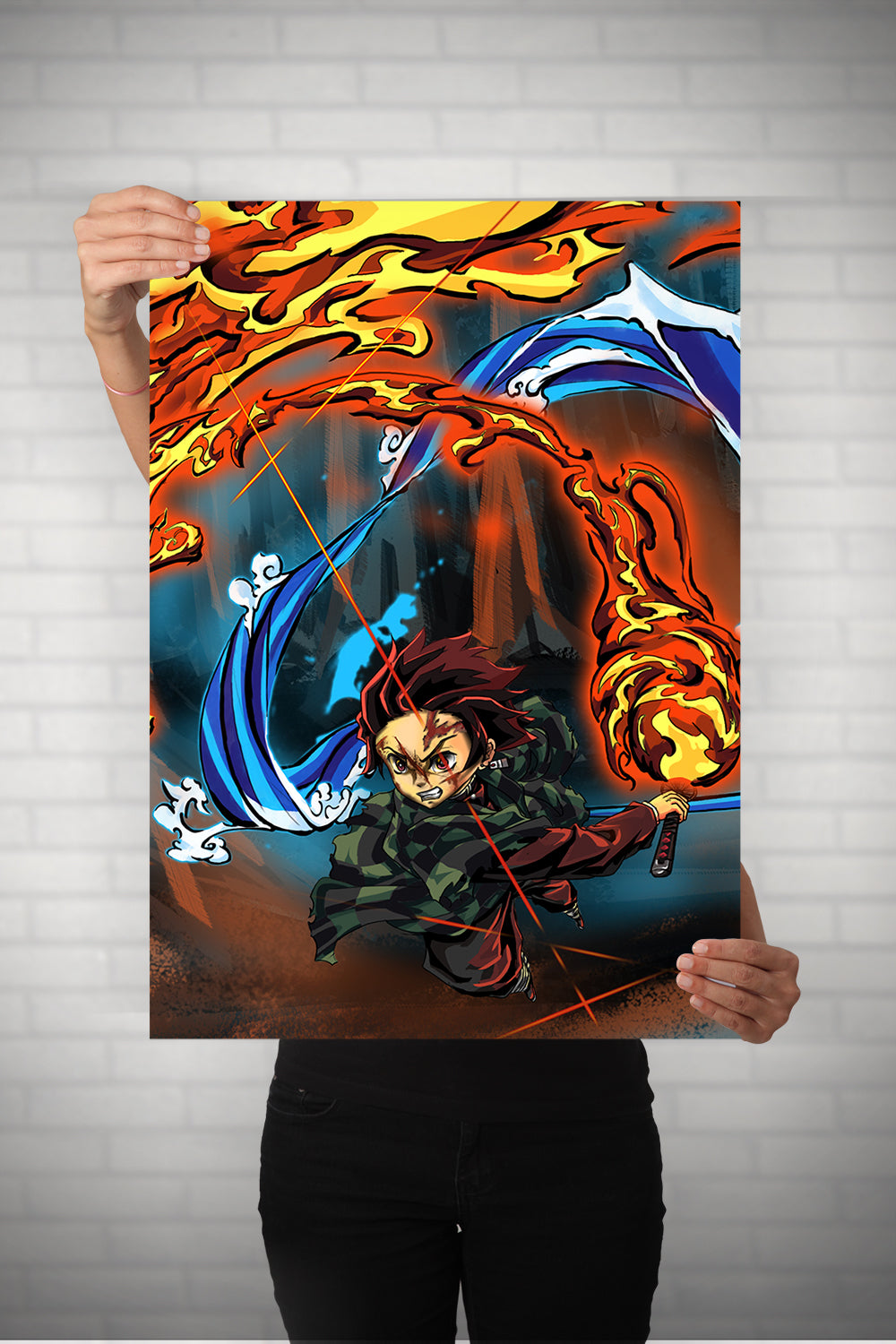 Tanjiro Hinokami Kagura and Water Breathing Metal Poster