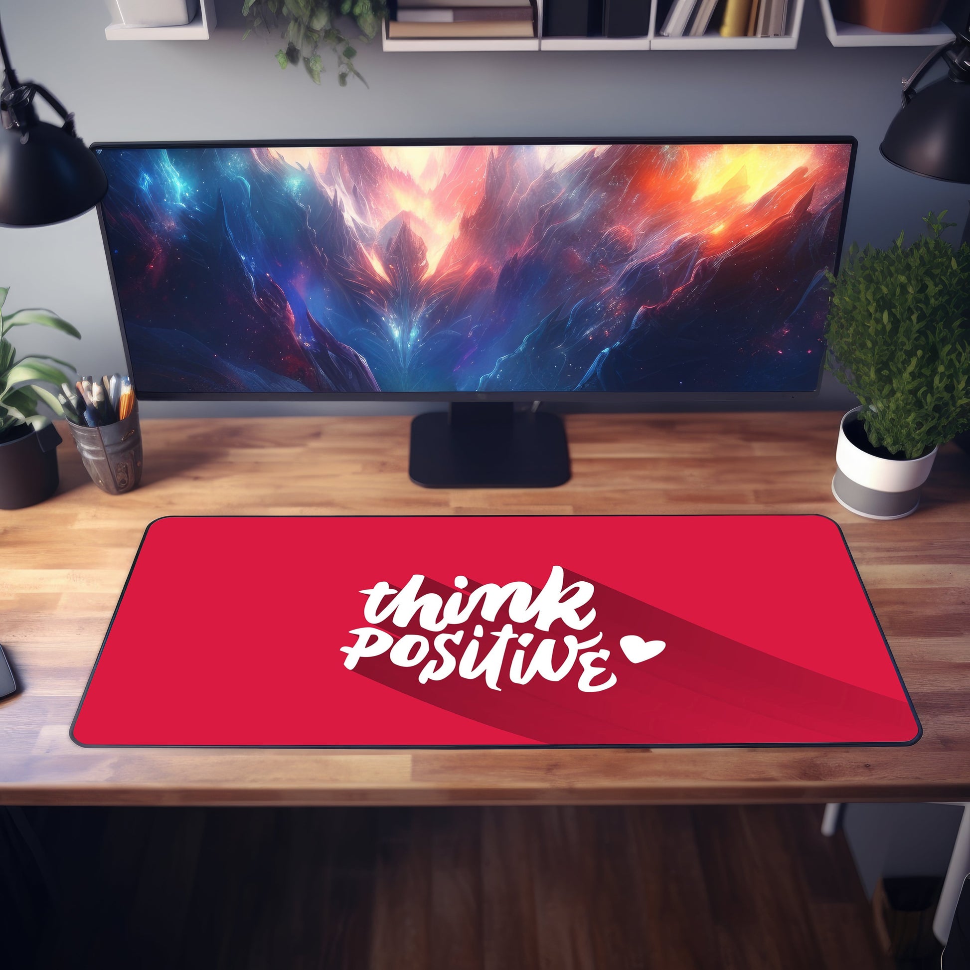 Think Positive Quote Desk Mat