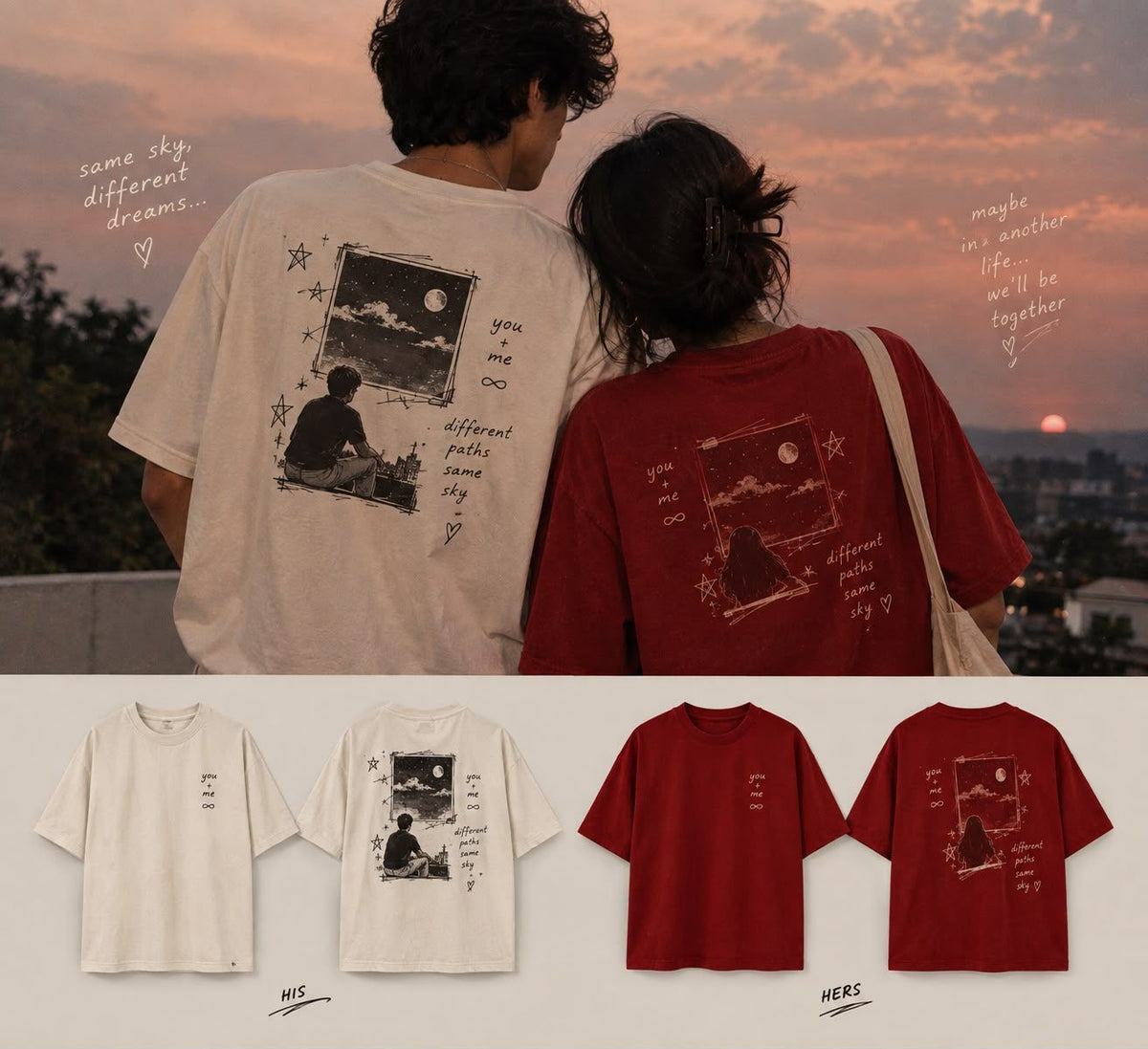 Same Sky, Different Paths Couple Tee