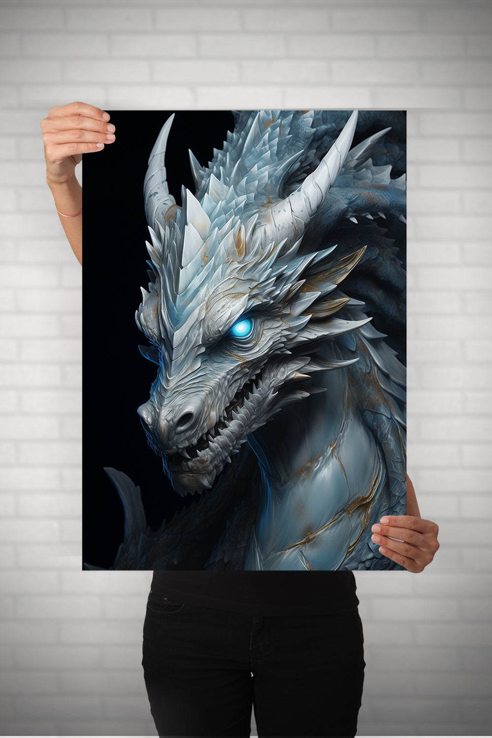 White Dragon Metal Poster