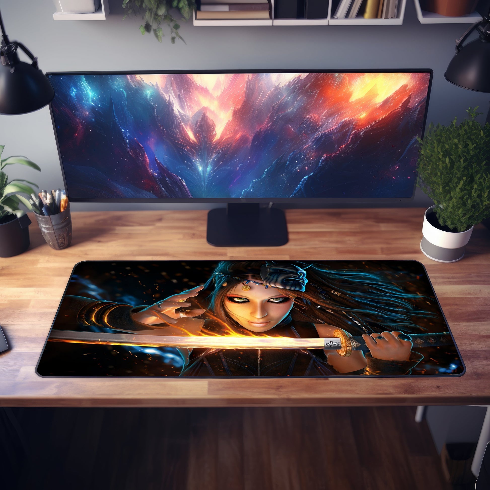 Women Warrior Fantasy Desk Mat