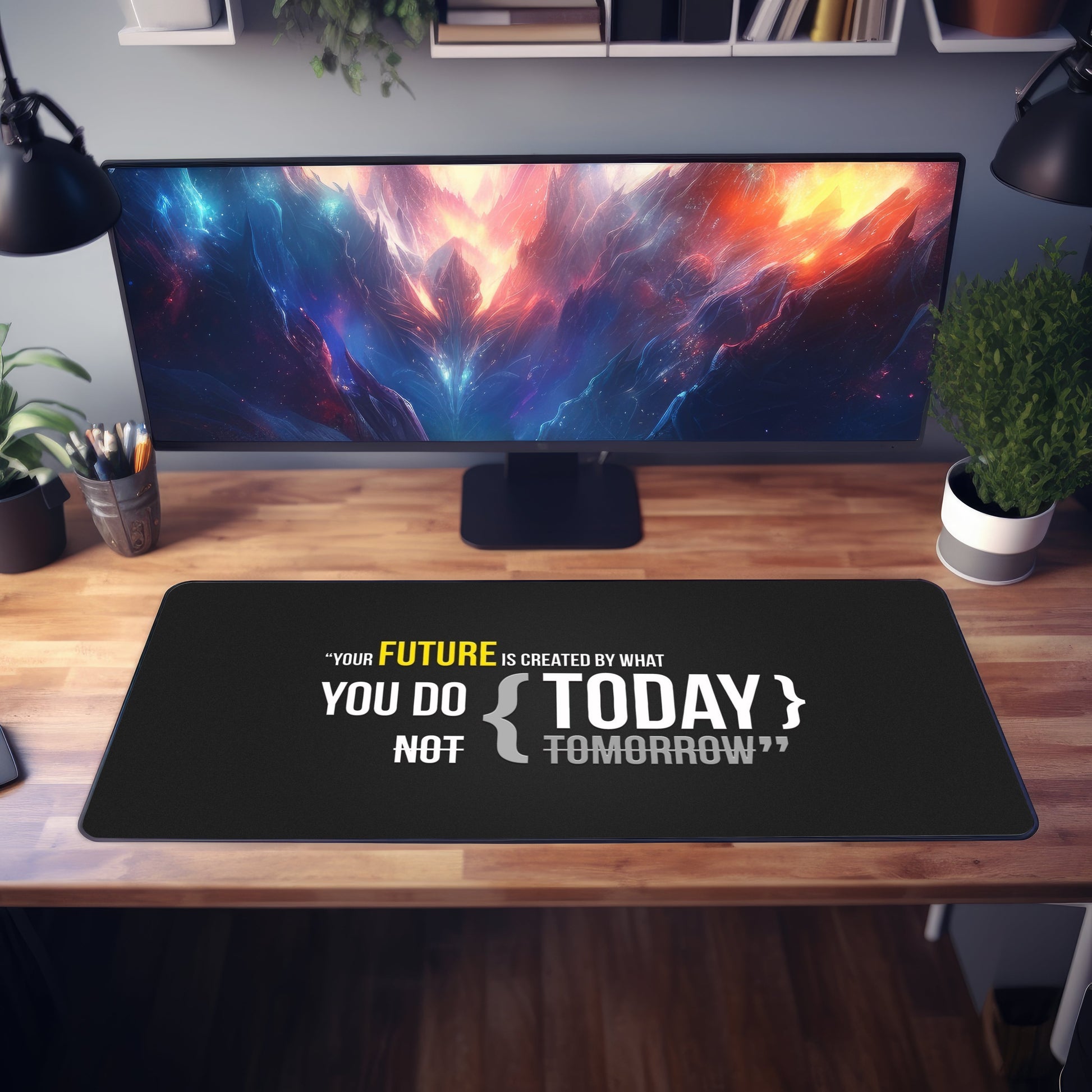 Your Future Is Created By What You Do Today Desk Mat