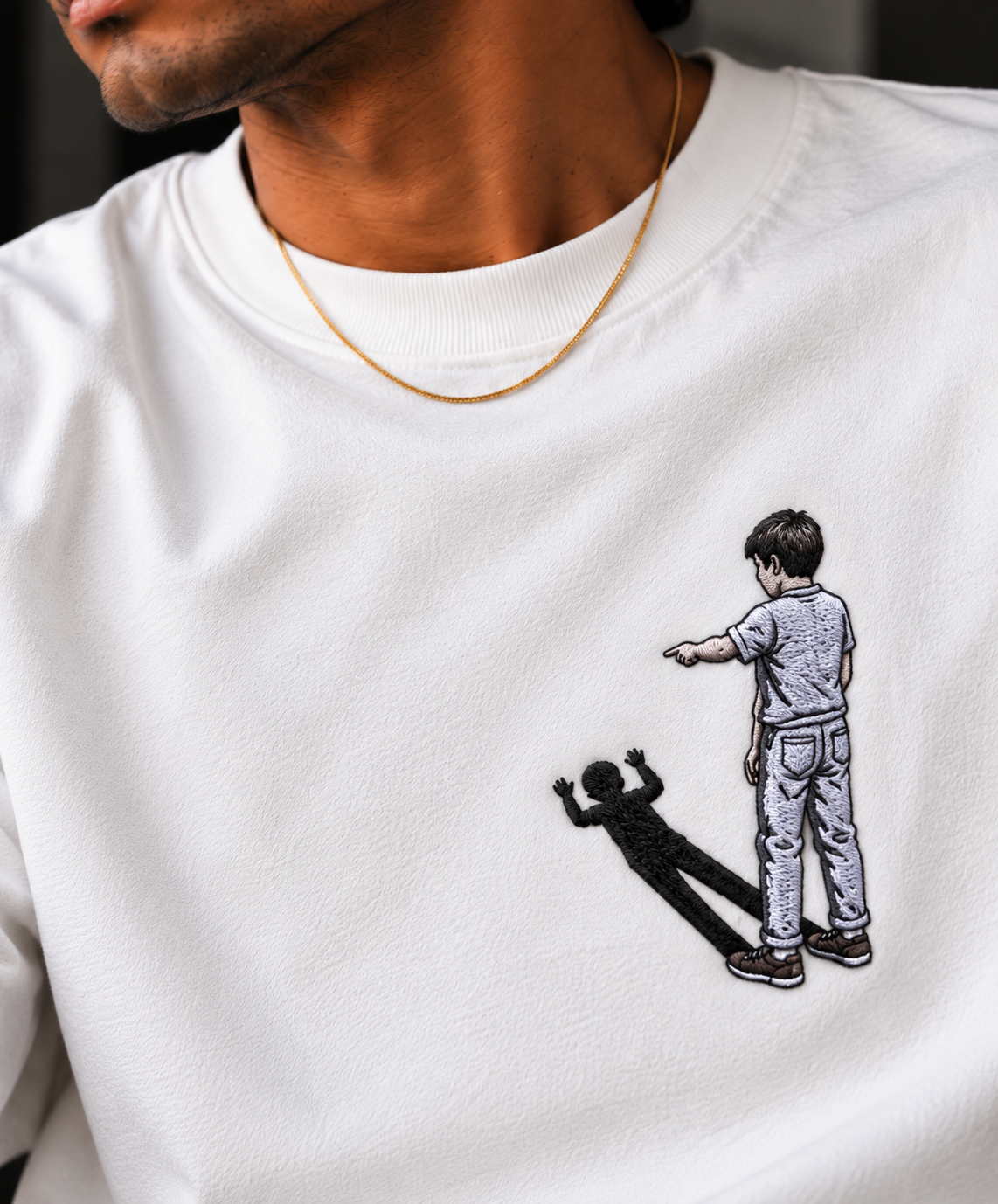 Shadow Play Embroidered Oversized T-Shirt