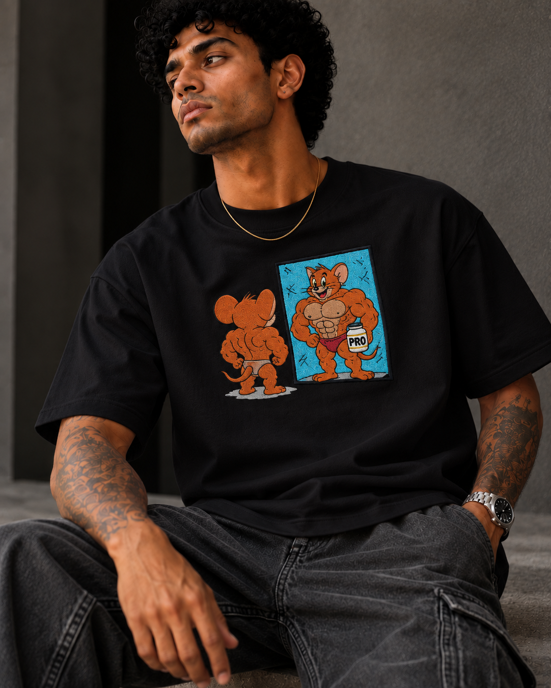 Muscle Jerry Pro Embroidered Oversized T-Shirt