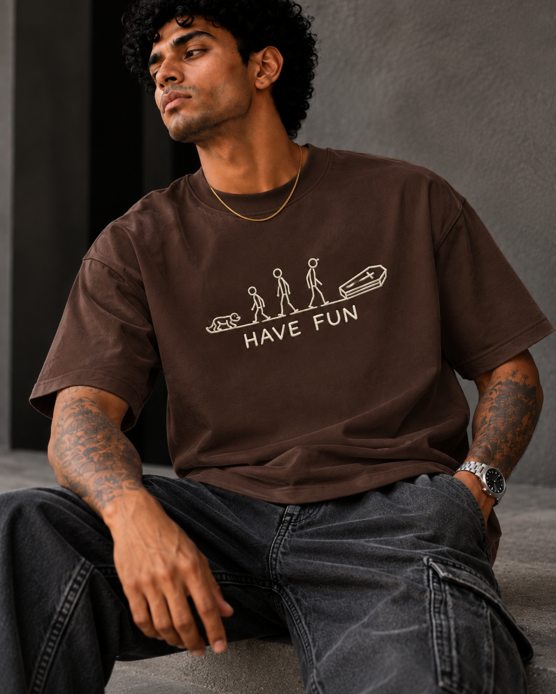 Have Fun Embroidered Oversized T-Shirt